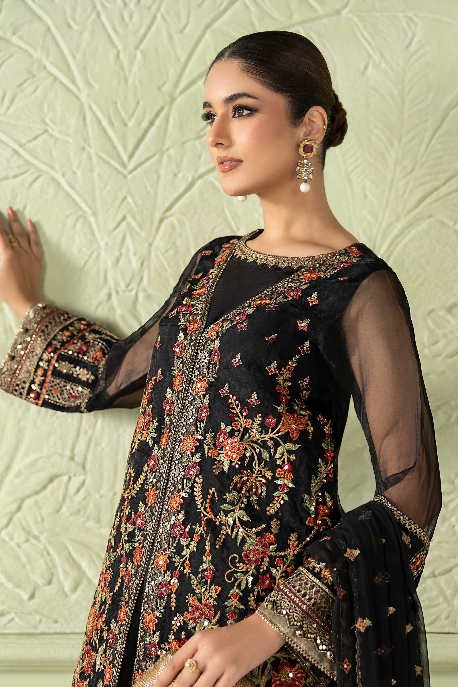 3 Piece Embroidered Organza Suit - Image 2