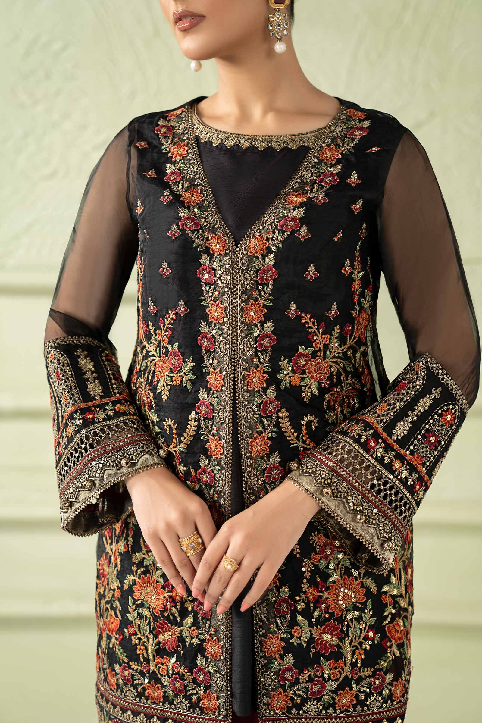 3 Piece Embroidered Organza Suit - Image 3