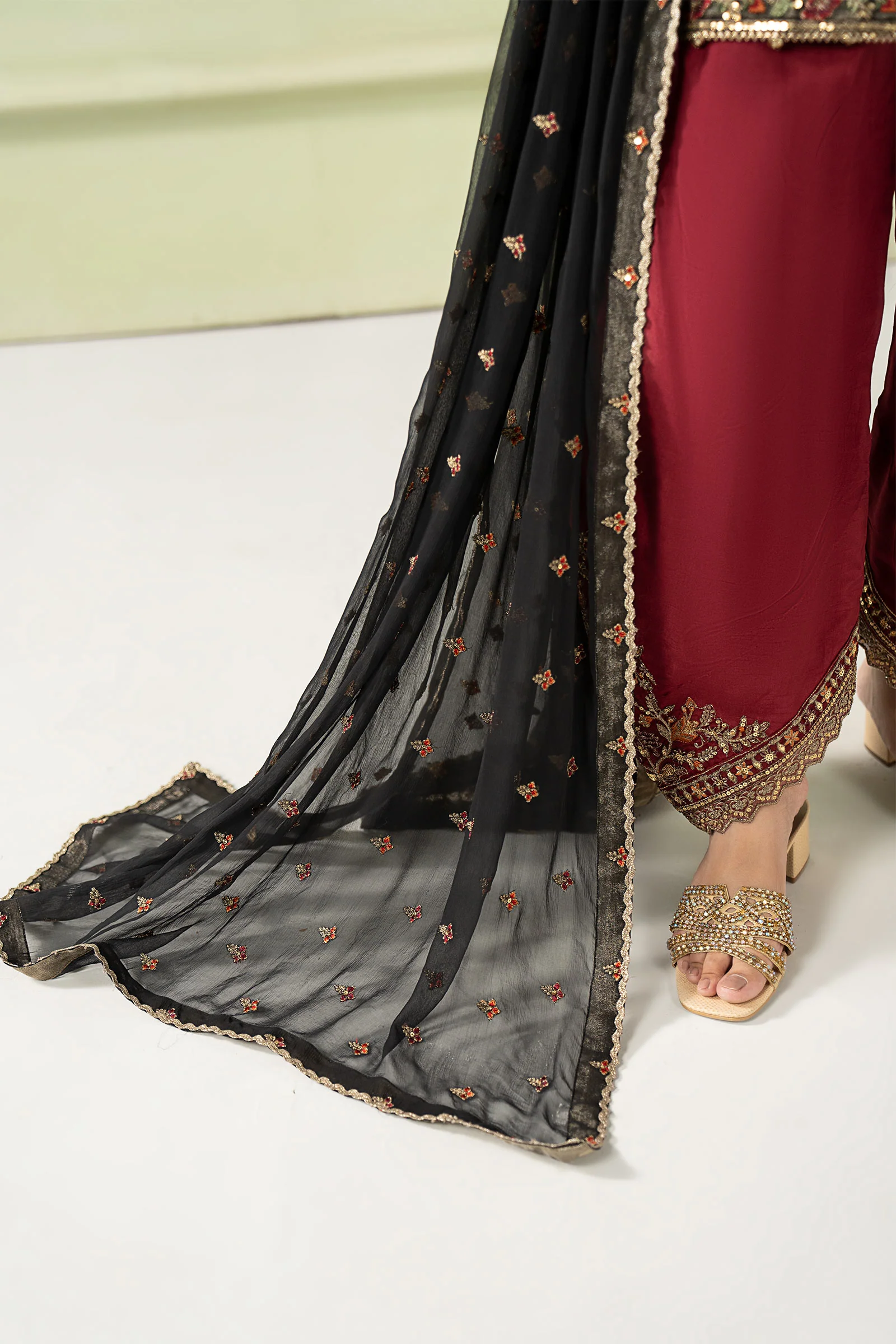 3 Piece Embroidered Organza Suit - Image 3