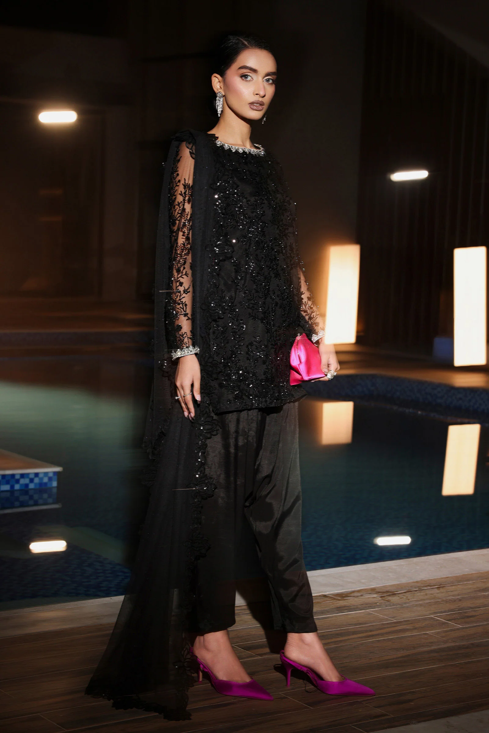 3 Piece Embroidered Net Suit - Image 7