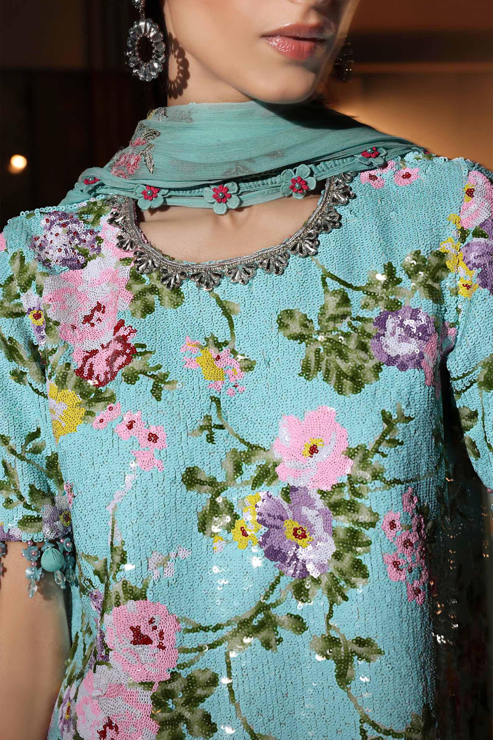 3 Piece Embroidered Net Suit - Image 4