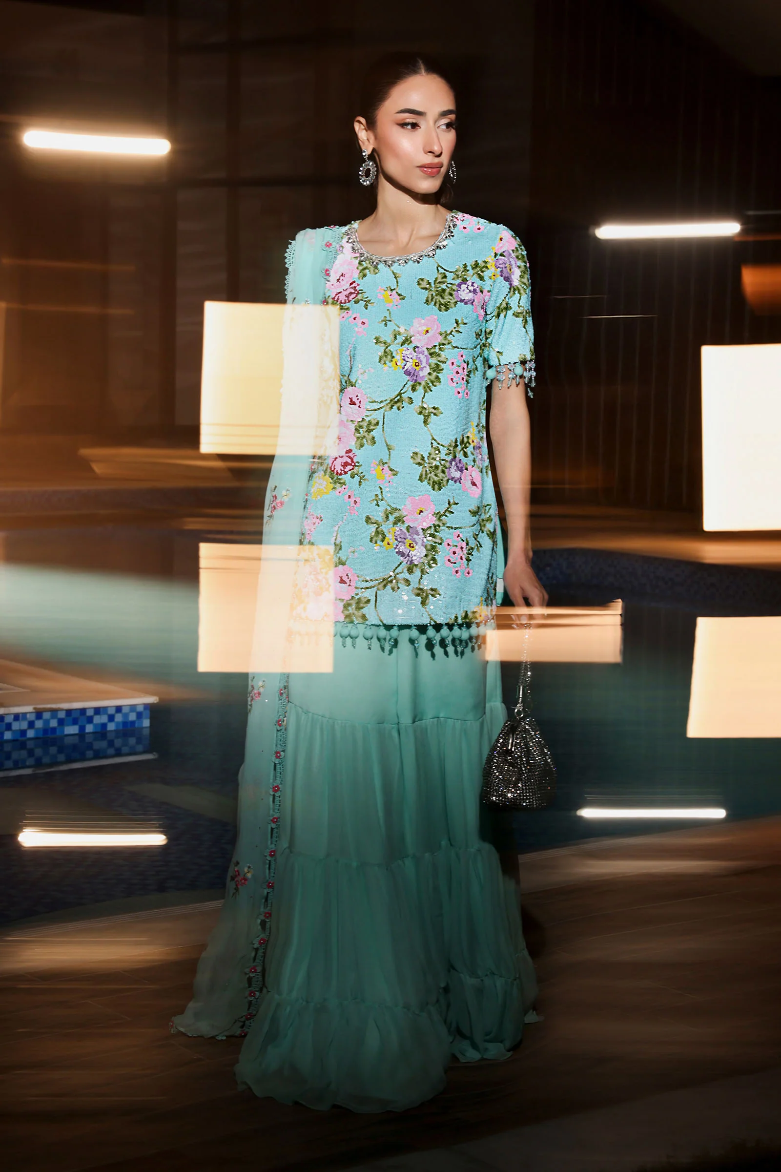 3 Piece Embroidered Net Suit - Image 5