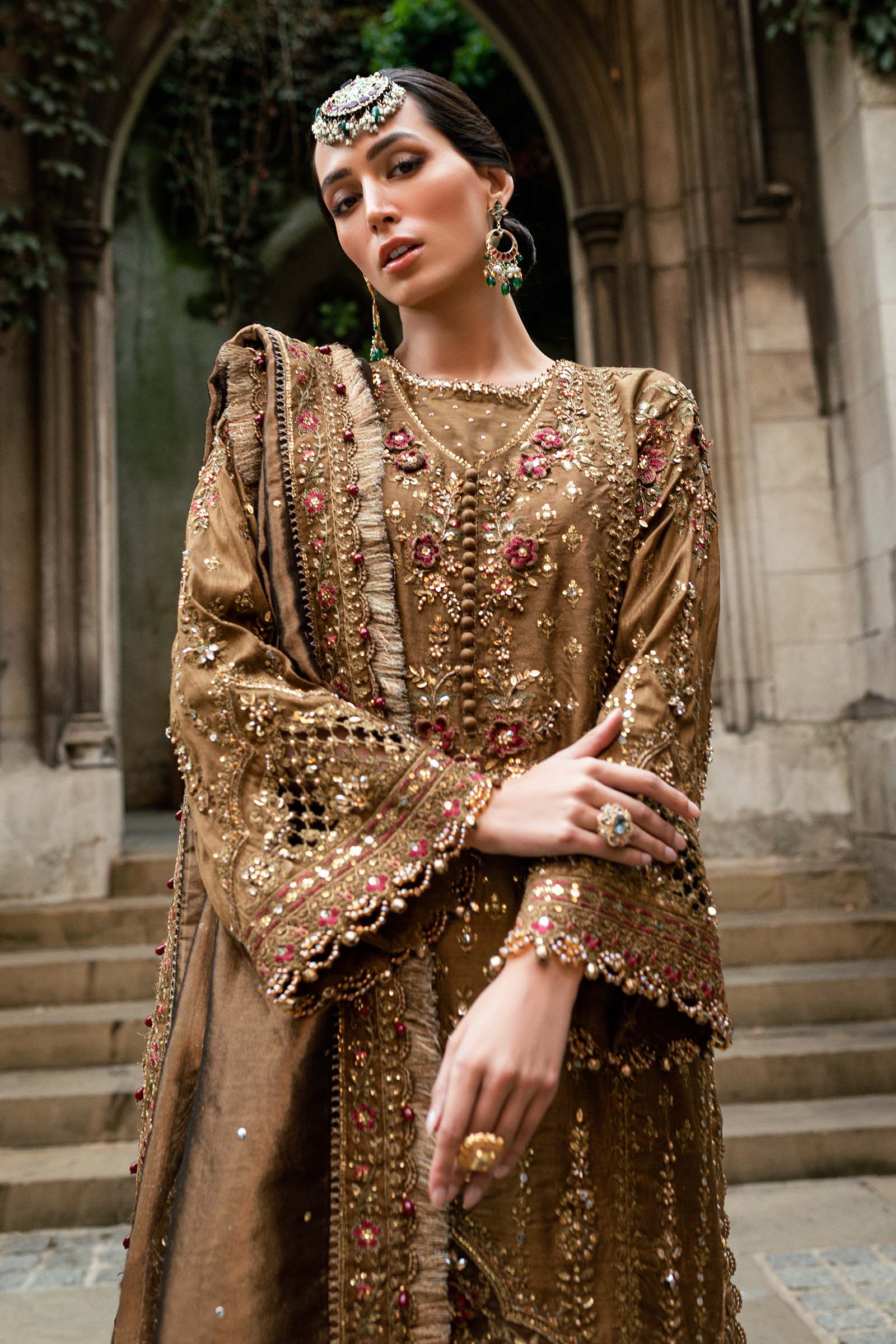 3 Piece Unstitched Embroidered Raw Silk Suit - Image 3