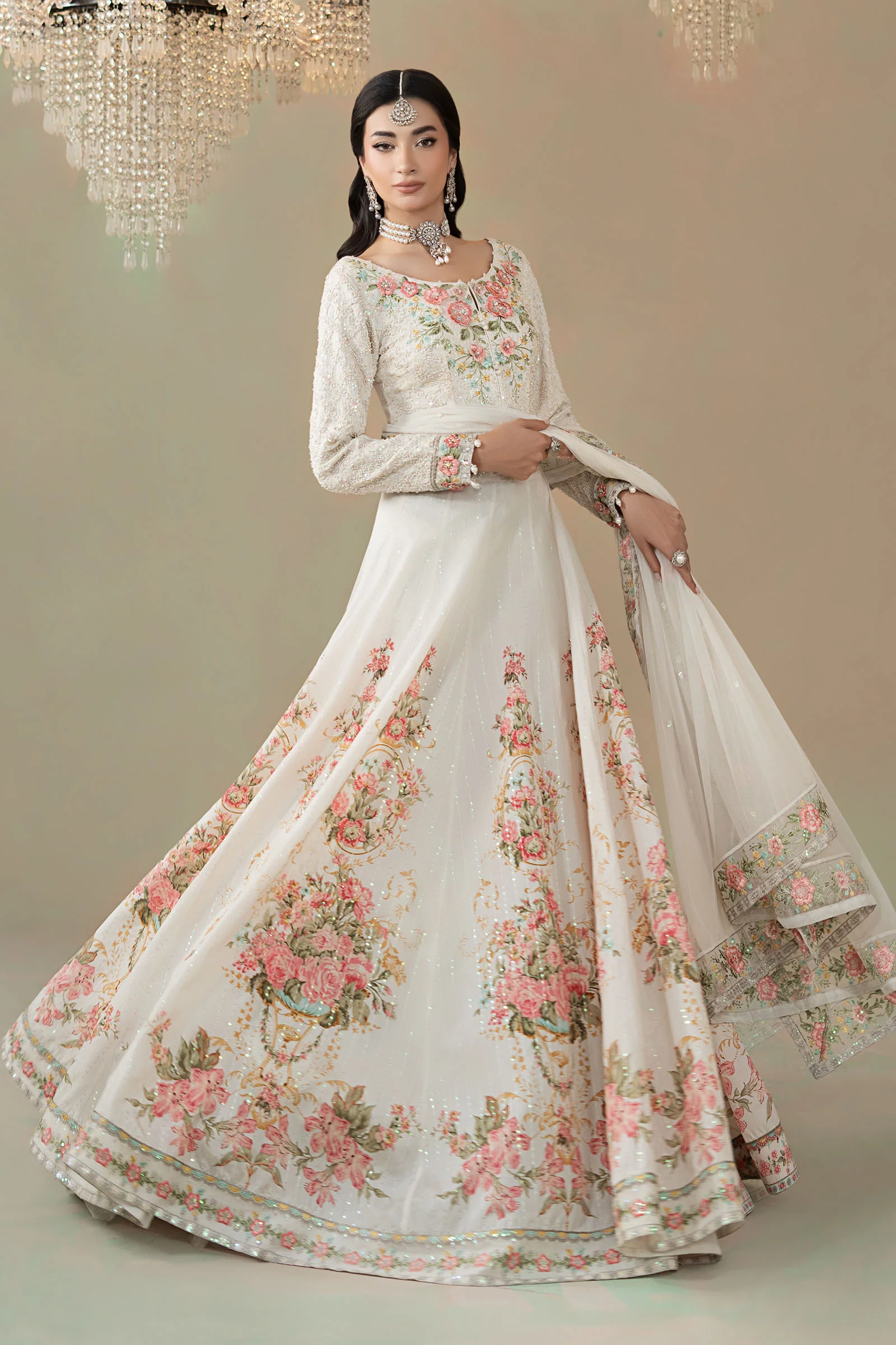 3 Piece Embroidered Raw Silk Suit - Image 8