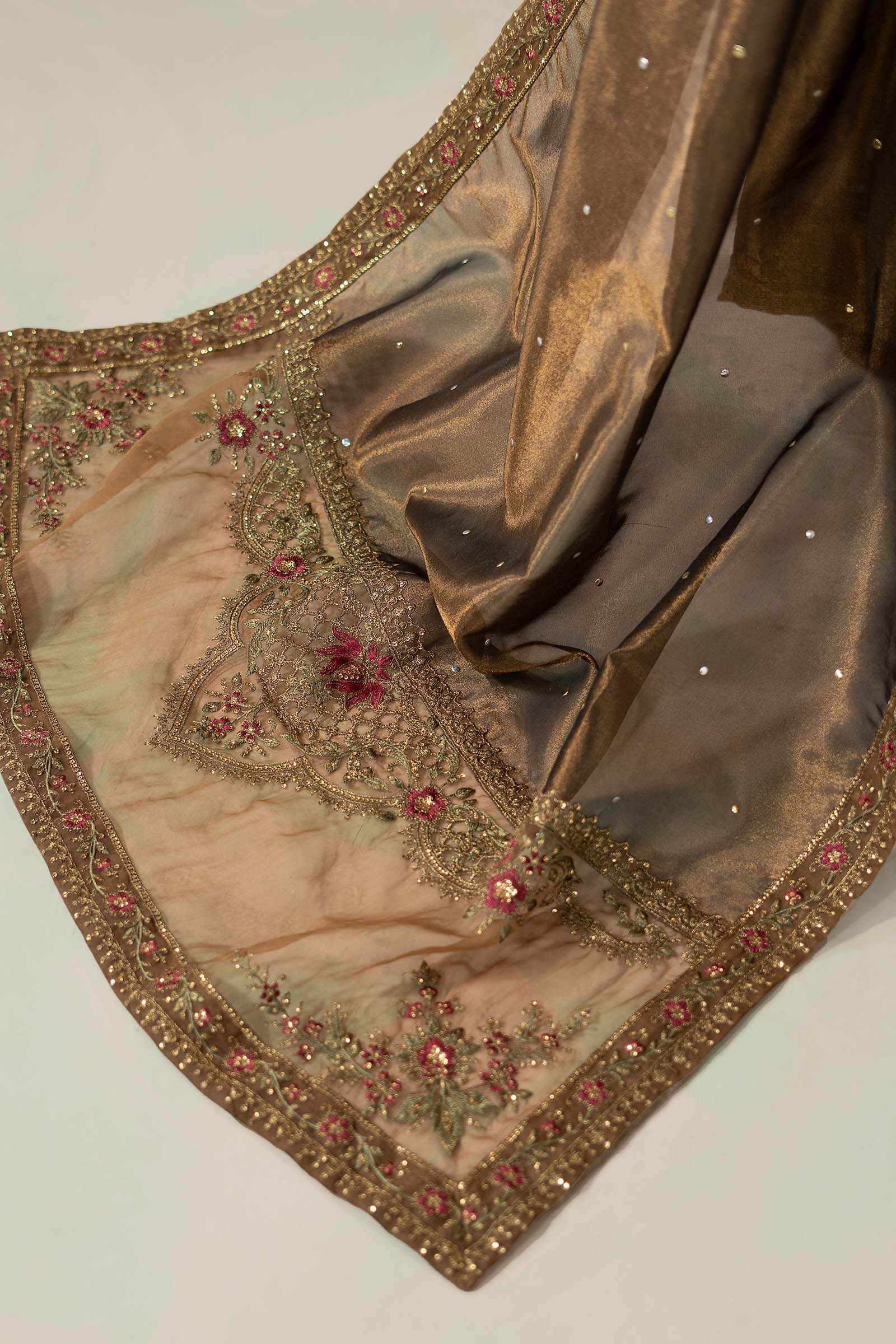 3 Piece Embroidered Raw Silk Suit - Image 7