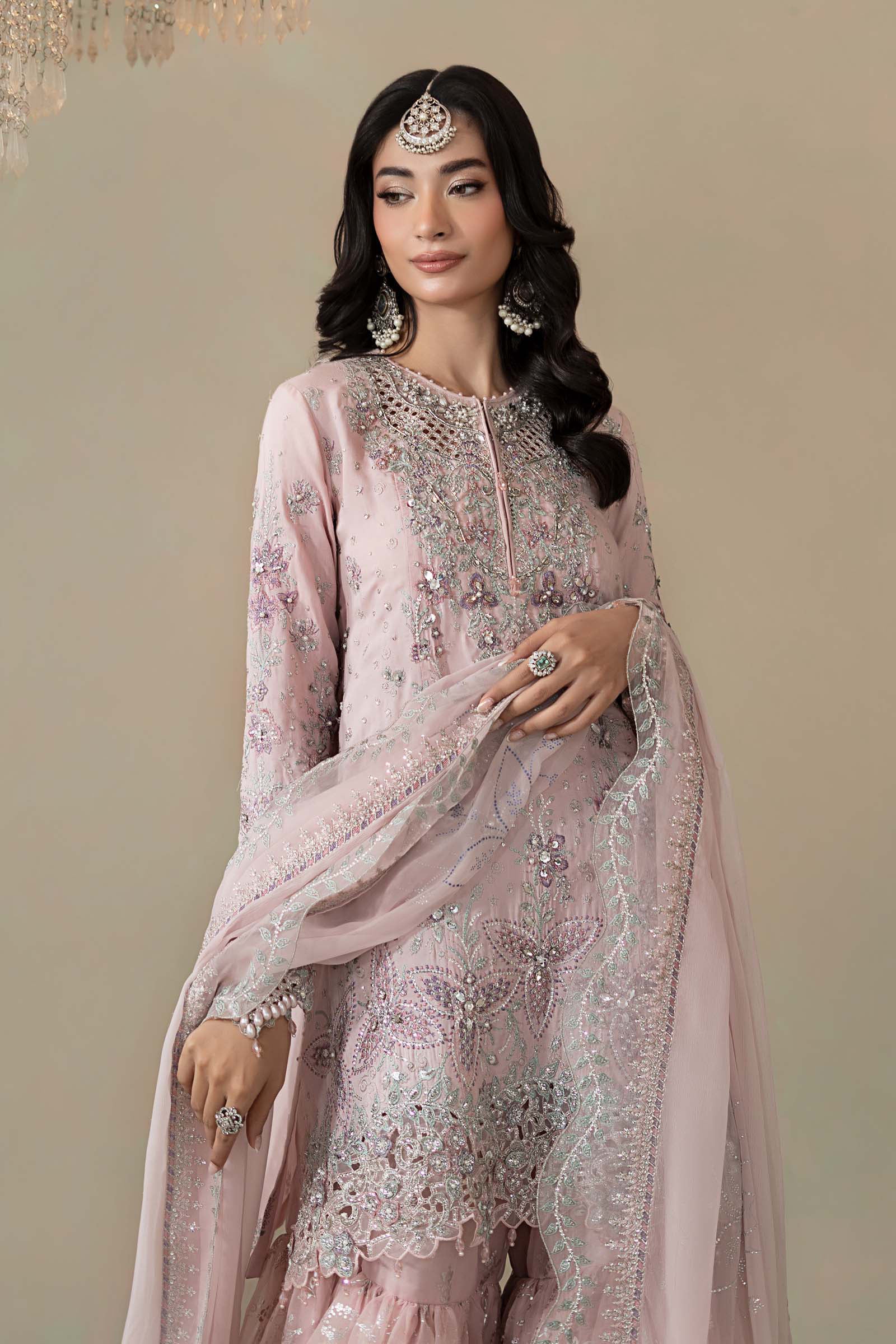 3 Piece Embroidered Raw Silk Suit - Image 3