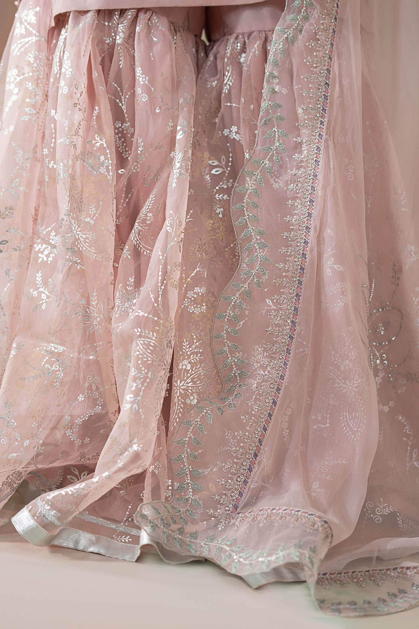3 Piece Embroidered Raw Silk Suit - Image 9