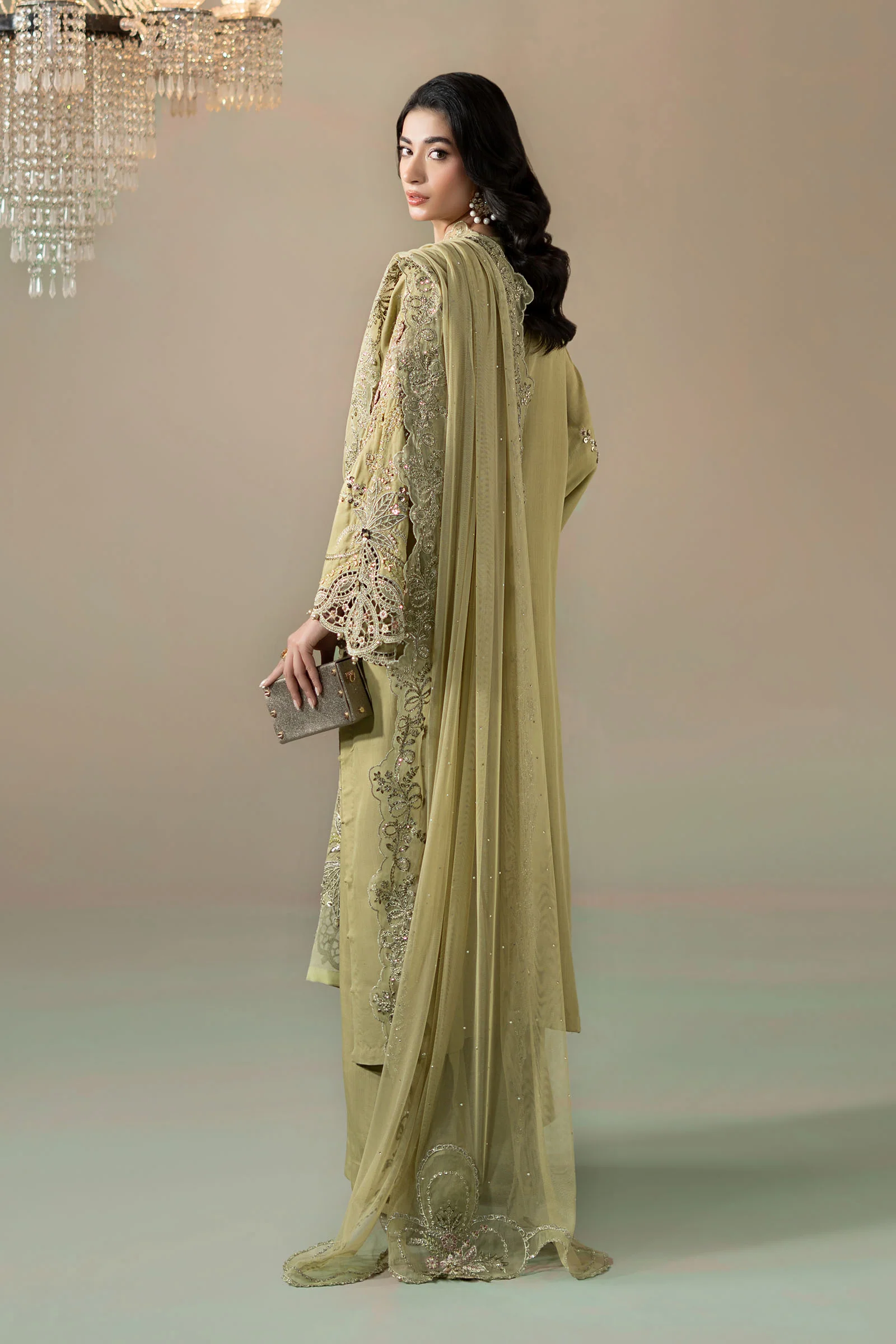3 Piece Embroidered Raw Silk Suit - Image 8